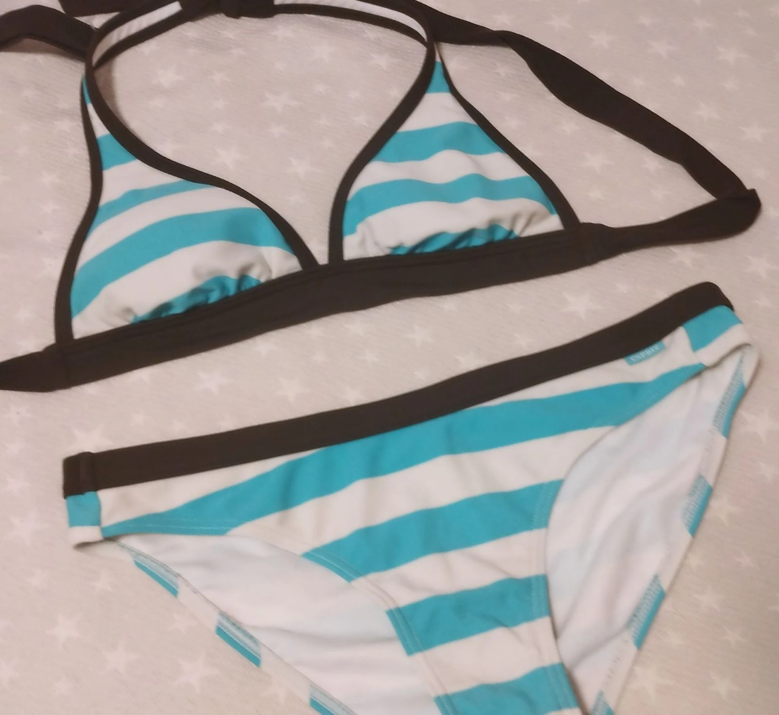 Espirit Bikini de dos piezas a rayas turquesa et blanc Taille 36 – photo 3